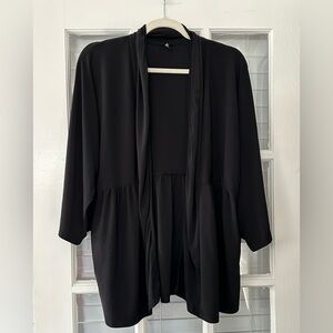 Olivia Paige Women’s 2X Black Open Front Cardigan Tiered Peplum Hem